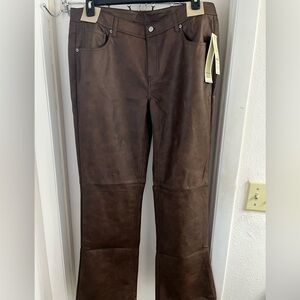 Brown pleather bootcut pants